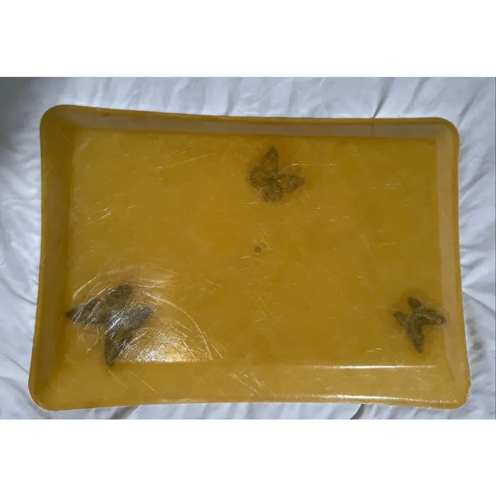 Vintage Fiberglass Resin Butterfly Tray Amber MCM Hollywood Regency
